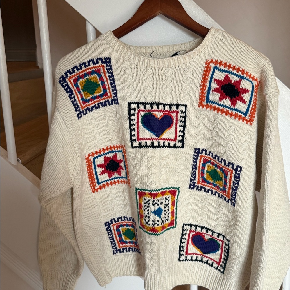 Colorful Patchwork Knit Sweater